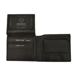 Daston 124 Ανδρικό Δερμάτινο Πορτοφόλι Μαύρο
