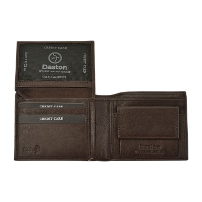 Daston 121 Ανδρικό Δερμάτινο Πορτοφόλι Καφέ