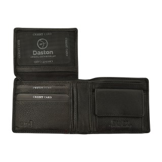 Daston 121 Ανδρικό Δερμάτινο Πορτοφόλι Μαύρο