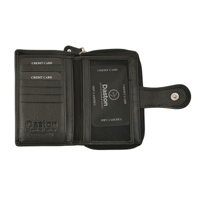 Daston 131 Γυναικείο Δερμάτινο Πορτοφόλι Μεγάλο Μαύρο