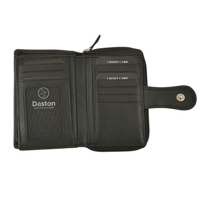 Daston 131 Γυναικείο Δερμάτινο Πορτοφόλι Μεγάλο Μαύρο