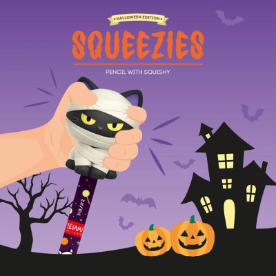 Legami Milano Pencil with Halloween Squishy Mummy Cat "Nine Lives Later" - Squeezies PSQ0009