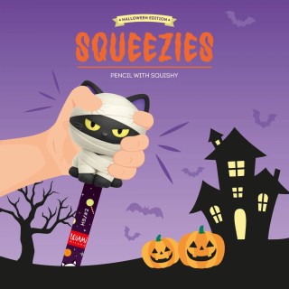 Legami Milano Pencil with Halloween Squishy Mummy Cat "Nine Lives Later" - Squeezies PSQ0009