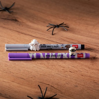 Legami Milano Set of 2 Gel Pens with Decorative Animal Charm - Lovely Friends - Spooky Party CPPSET3