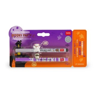 Legami Milano Set of 2 Gel Pens with Decorative Animal Charm - Lovely Friends - Spooky Party CPPSET3