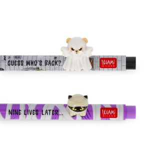Legami Milano Set of 2 Gel Pens with Decorative Animal Charm - Lovely Friends - Spooky Party CPPSET3