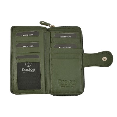 Daston 130 Γυναικείο Δερμάτινο Πορτοφόλι Μεγάλο Πράσινο
