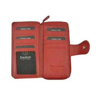 Daston 130 Γυναικείο Δερμάτινο Πορτοφόλι Μεγάλο Κόκκινο