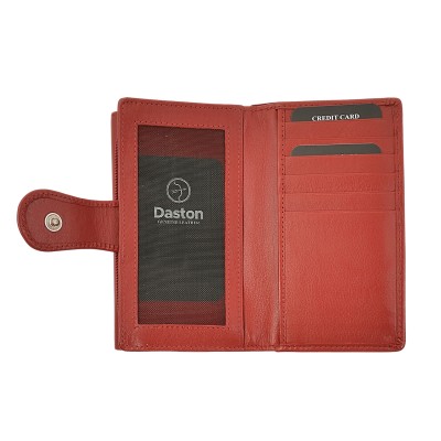 Daston 134 Γυναικείο Δερμάτινο Πορτοφόλι Μεγάλο Κόκκινο