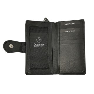 Daston 134 Γυναικείο Δερμάτινο Πορτοφόλι Μεγάλο Μαύρο