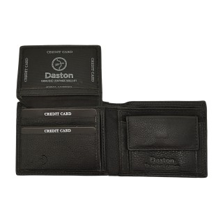 Daston 147 Ανδρικό Δερμάτινο Πορτοφόλι Μικρό Μαύρο