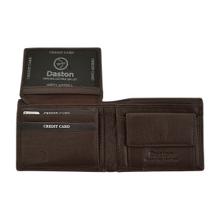 Daston 147 Ανδρικό Δερμάτινο Πορτοφόλι Μικρό Καφέ
