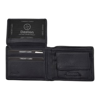 Daston 127 Ανδρικό Δερμάτινο Πορτοφόλι Μικρό Μπλε