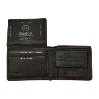 Daston 127 Ανδρικό Δερμάτινο Πορτοφόλι Μικρό Μαύρο