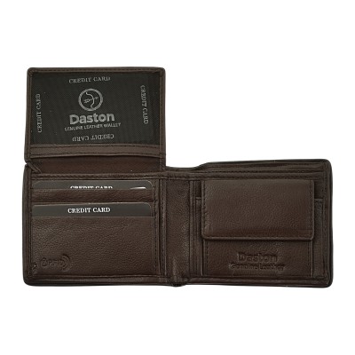 Daston 127 Ανδρικό Δερμάτινο Πορτοφόλι Μικρό Καφέ