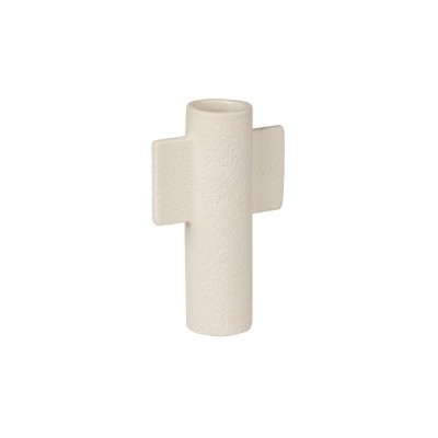 ESTIA ΒΑΖΟ CLAYRA ΜΕ ΑΝΑΓΛΥΦΗ ΥΦΗ ΚΕΡΑΜΙΚΟ 15.5cm ΛΕΥΚΟ