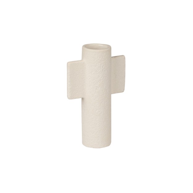 ESTIA ΒΑΖΟ CLAYRA ΜΕ ΑΝΑΓΛΥΦΗ ΥΦΗ ΚΕΡΑΜΙΚΟ 15.5cm ΛΕΥΚΟ