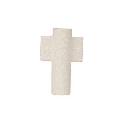 ESTIA ΒΑΖΟ CLAYRA ΜΕ ΑΝΑΓΛΥΦΗ ΥΦΗ ΚΕΡΑΜΙΚΟ 15.5cm ΛΕΥΚΟ
