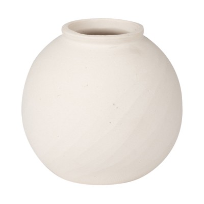 ESTIA ΣΤΡΟΓΓΥΛΟ ΒΑΖΟ CLAYRA ΚΕΡΑΜΙΚΟ 15.3cm OFF WHITE