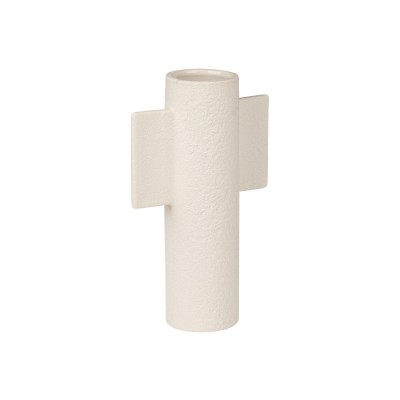 ESTIA ΒΑΖΟ CLAYRA ΜΕ ΑΝΑΓΛΥΦΗ ΥΦΗ ΚΕΡΑΜΙΚΟ 23.3cm ΛΕΥΚΟ