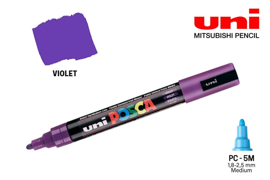 Posca PC-5M Μαρκαδόρος Σχεδίου 2.5mm Μωβ PC-5M/12