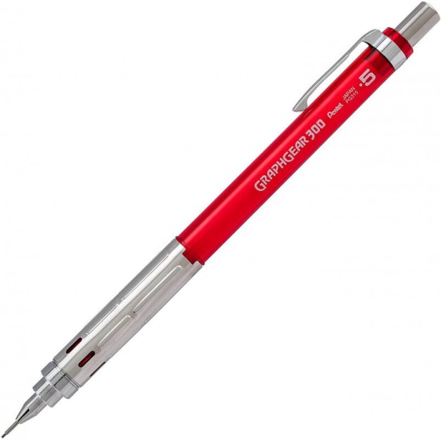 Pentel Graphgear300 Μηχανικό Μολύβι 0.5mm Κατάλληλο για Σχέδιο Κόκκινο PG315-TB