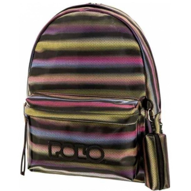 Polo Ragazza Σχολική Τσάντα Πλάτης Γυμνασίου - Λυκείου Multi Black Μ31 x Π17 x Υ40εκ 9-01-134-8218