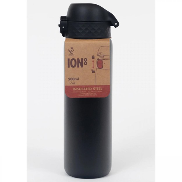 Ion8 Leak Proof Steel Water Bottle Μπουκάλι Θερμός Μαύρο 500ml I8TS500BLK