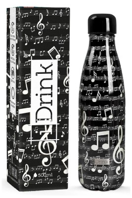 I-Total Μπουκάλι Ανοξείδωτο Θερμός Μαύρο ''Music'' 500ml ID0437