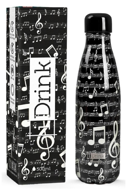I-Total Μπουκάλι Ανοξείδωτο Θερμός Μαύρο ''Music'' 500ml ID0437