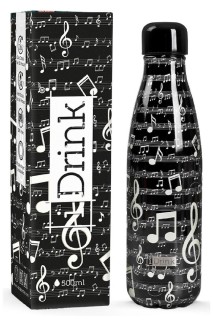 I-Total Μπουκάλι Ανοξείδωτο Θερμός Μαύρο ''Music'' 500ml ID0437