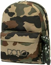 Polo Original Double Scarf Σχολική Τσάντα Πλάτης Γυμνασίου - Λυκείου Χακί Παραλλαγή 9-01-235-2900