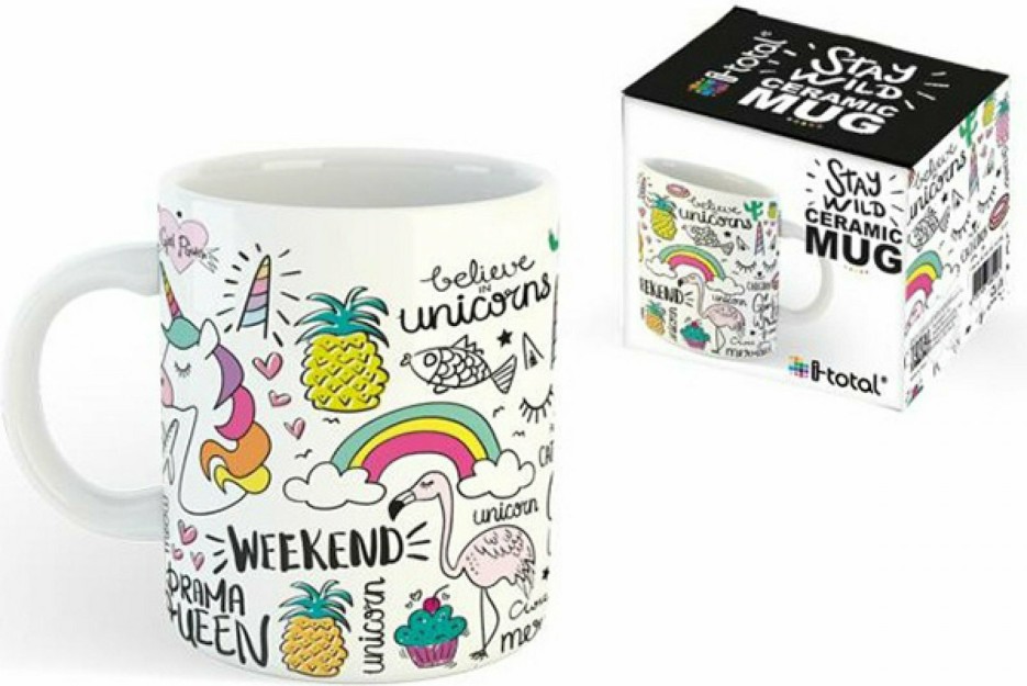 I-Total Unicorn Κούπα Κεραμική Λευκή 295ml XL1834