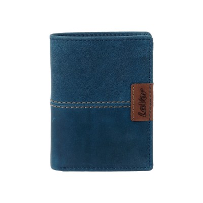 Lavor Δερμάτινο Ανδρικό Πορτοφόλι Καρτών με RFID Μπλε 1-6066