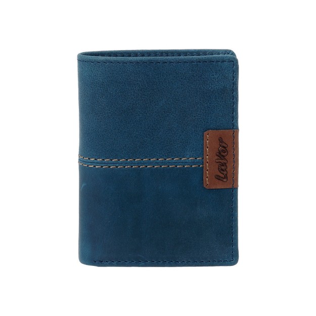 Lavor Δερμάτινο Ανδρικό Πορτοφόλι Καρτών με RFID Μπλε 1-6066