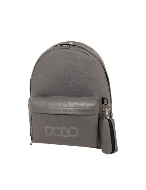 Polo Gecko Σχολική Τσάντα Πλάτης Γυμνασίου - Λυκείου Anthracite με Θήκη για Παγούρι 20lt 9-02-041-2300