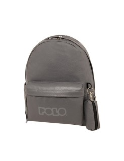 Polo Gecko Σχολική Τσάντα Πλάτης Γυμνασίου - Λυκείου Anthracite με Θήκη για Παγούρι 20lt 9-02-041-2300