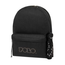 Polo Original Double Scarf Σχολική Τσάντα Πλάτης Γυμνασίου - Λυκείου Ανθρακί 9-01-235-5001