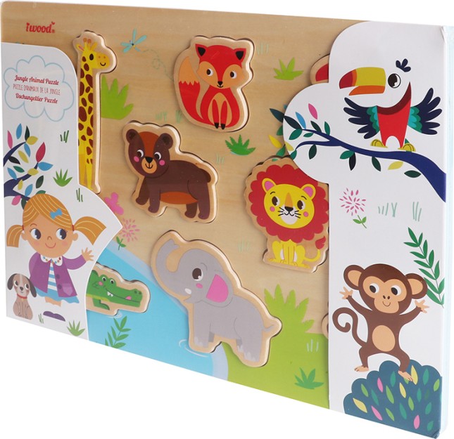 Ξύλινο Παιδικό Puzzle Σφηνώματα Jungle Animals 8pcs για 1+ Ετών W11007 iwood
