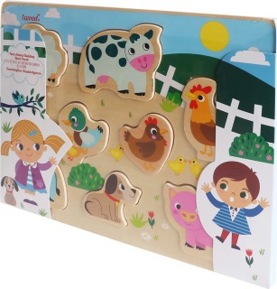 Ξύλινο Παιδικό Puzzle Σφηνώματα Farm Animal 9pcs για 1+ Ετών W11006 iwood