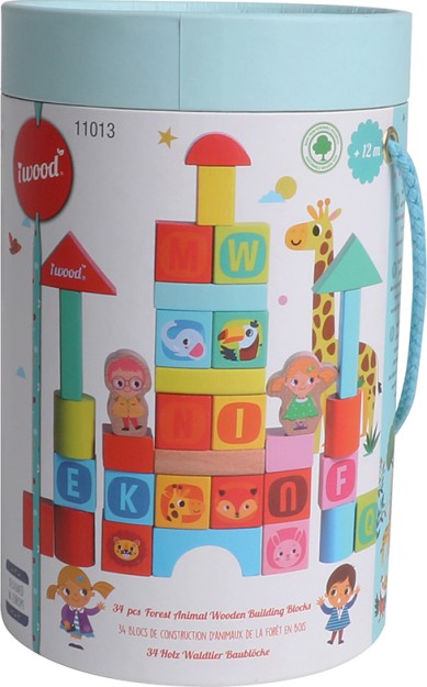 iwood Κύβοι από Ξύλο Forest Animal για 1+ Ετών 34τμχ W11013