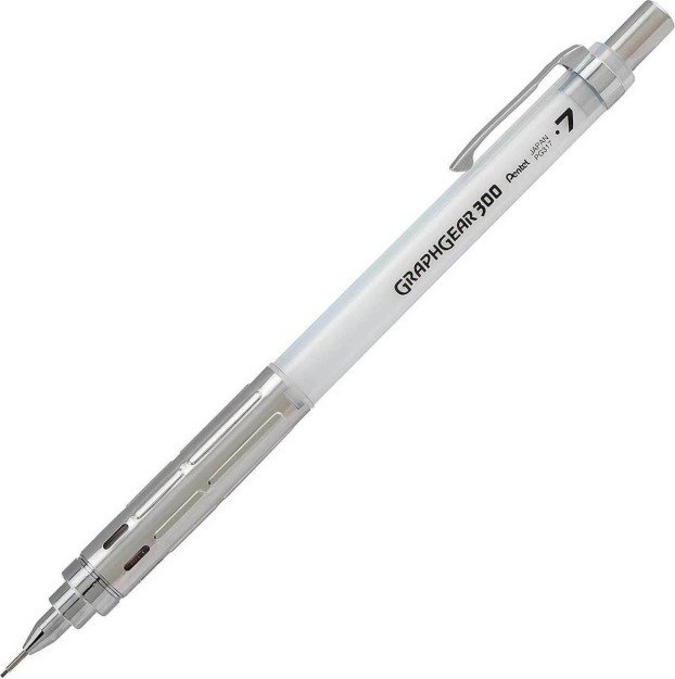 Pentel Graphgear 300 Μηχανικό Μολύβι 0.7mm με Γόμα Κατάλληλο για Σχέδιο Λευκό PG317-TWX