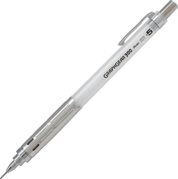 Pentel Graphgear 300 0.5mm με Γόμα Κατάλληλο για Σχέδιο Λευκό PG315-TWX