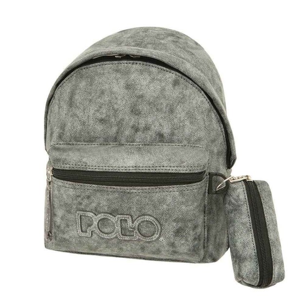 Polo Mini Gecko Σχολική Τσάντα Πλάτης Νηπιαγωγείου σε Γκρι χρώμα 8lt 9-07-037-8327