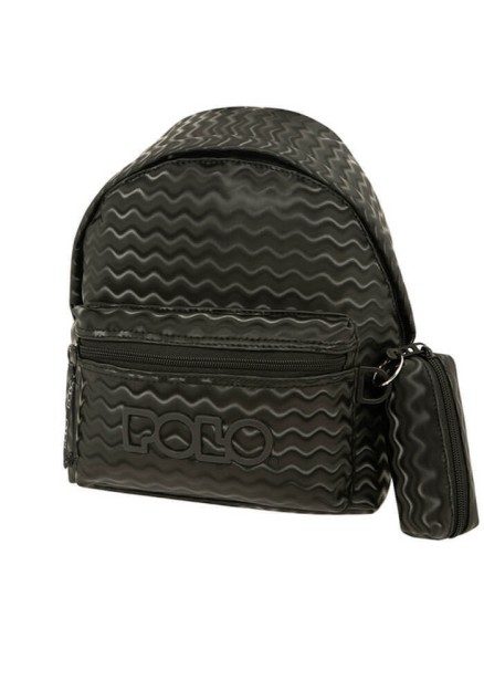 Polo Σχολική Τσάντα Πλάτης Νηπιαγωγείου σε Μαύρο χρώμα Μ24 x Π13 x Υ31εκ 9-07-054-8321