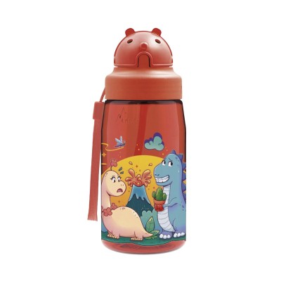 Laken Dinos Love Παιδικό Παγούρι Πλαστικό με Καλαμάκι Κόκκινο 0.45ml OBYDL