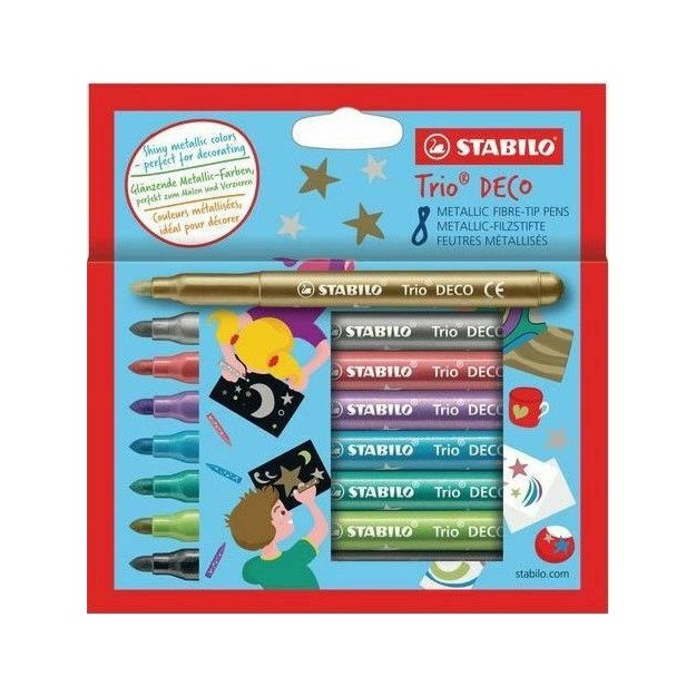 Stabilo Metallic Trio Deco Μαρκαδόροι Ζωγραφικής Χονδροί σε 8 Χρώματα 377/8