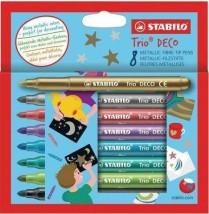 Stabilo Metallic Trio Deco Μαρκαδόροι Ζωγραφικής Χονδροί σε 8 Μεταλλικά Χρώματα 377/8