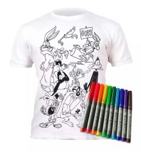 Splat Μπλουζάκι T-Shirt με 10 Μαρκαδόρους Ξανα-Ζωγράφισέ-Το Looney Tunes 5-6 Χρονών
