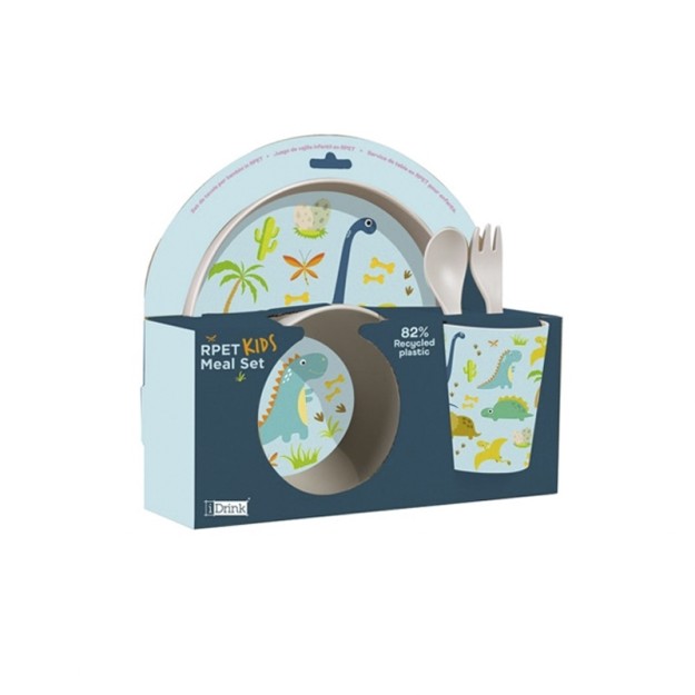 iDrink Σετ Φαγητού 5 Τεμαχίων Δεινόσαυροι Μπλε ID5301C